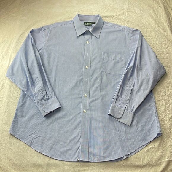 Lauren Ralph Lauren Dress Shirt‎ 18 34/35 Blue Pinstripe Long Sleeve Button Down - Picture 2 of 12